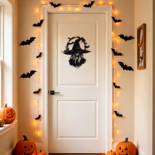Halloween Witch Silhouette Wall Decor - Metal Indoor Halloween Decoration