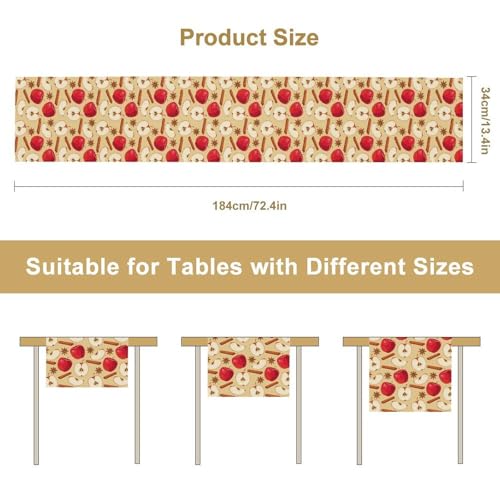 Fruit Table Runner with Cinnamon Sticks & Star Anise - 13x36in - Red Variation of THIS Listing