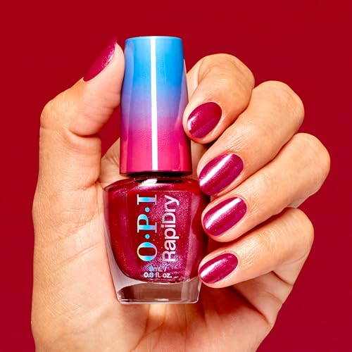 OPI RapiDry Quick Dry Nail Polish - Ring the Alarm Red Pink Shimmer