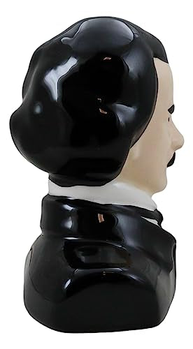 Gothic Edgar Allen Poe & Black Raven Skull Salt & Pepper Shakers Set - Macabre Decor