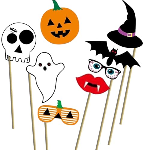 22PCS Halloween Photo Booth Props Set Spooky & Fun Party Decorations