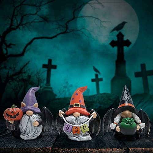 Halloween Gnomes Decoration Set - Black Wing, Indoor Holiday Figurines