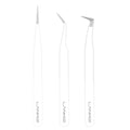 Lash Tweezers for Eyelash Extensions, Lankiz Eyelash Tweezers for Lash Extensions Stainless Steel Straight and Curved Volume Lash Tweezers Set Kit (3PCS-White)