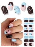 Semi Cured Gel Nail Strips with Polka Dot Stars - 20 Pc Nail Wraps & Stickers