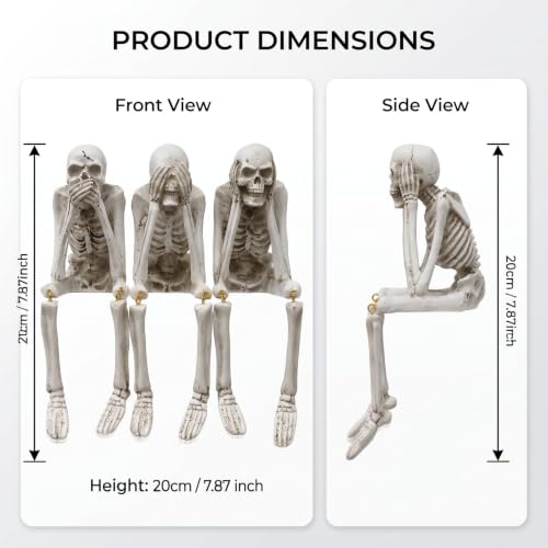 3-Pack Skeleton Figurines for Halloween Indoor & Outdoor Decor