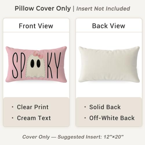 Pink Halloween Throw Pillow Cover 12x20 Spooky Ghost Decor - Pack of 1