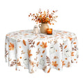 Fall Round Tablecloth 60 Inch Maple Leaves Ghost Autumn Table Cover Brown