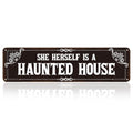 Gothic Halloween Metal Tin Sign - Spooky Witchy Home Wall Decor - House