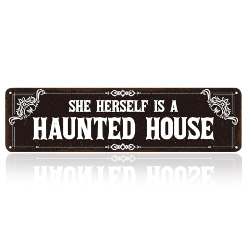 Gothic Halloween Metal Tin Sign - Spooky Witchy Home Wall Decor - House