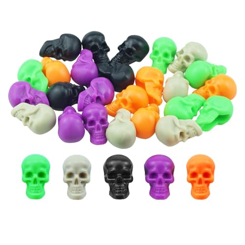 Mini Plastic Skull Decor - Halloween Skeleton Heads for Crafts & Party Decorations