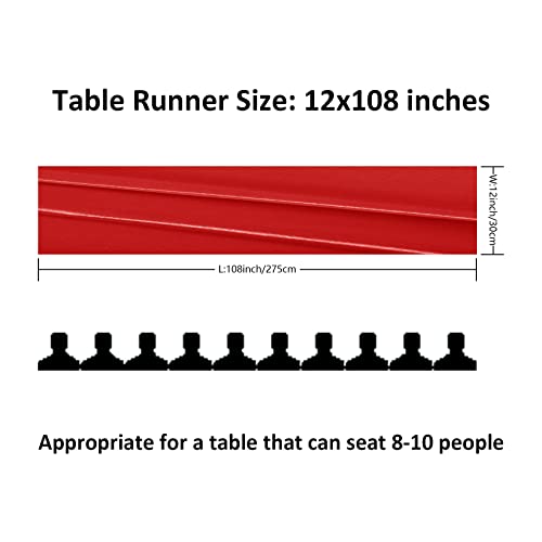 24 Pack Satin Table Runner 12x108 Inches for Wedding Party Banquet Decorations - Scarlet