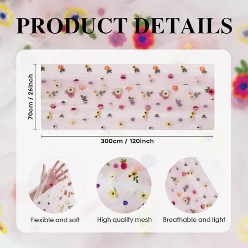 6-Piece Pink Embroidery Daisy Gauze Table Runners 28x120 Inch Set - Artoid Mode