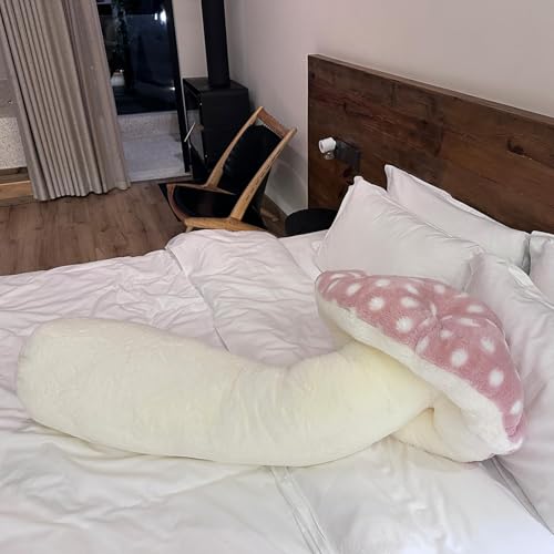 51 Inch Pink Mushroom Plush Pillow – Cute Long Stuffed Body Pillow for Kids & Home Decor