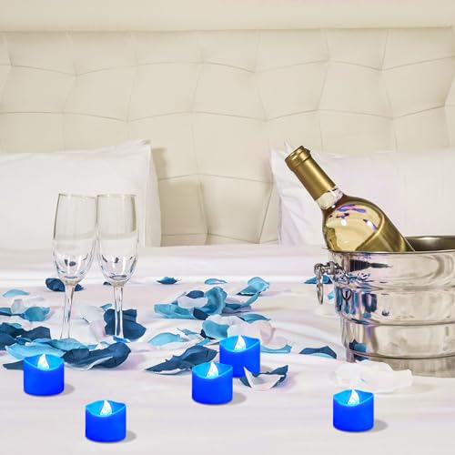 Blue Flameless LED Tea Lights Bulk Pack for Weddings & Parties