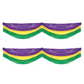 Mardi Gras Fabric Bunting 2-Pack - Purple, Yellow, Green Outdoor Indoor Decorations