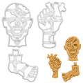 Set of 3 Zombie Cookie Cutters - Horror Design Baking Tools for Cookies & Fondant