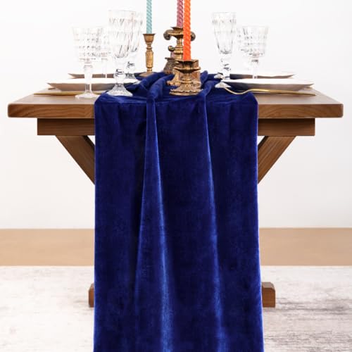 Royal Blue Velvet Table Runner 20 x 120 Inches 2 Pack Wedding & Event Decor