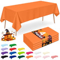 Orange Disposable Plastic Tablecloth for 6ft Tables - 54 x 108 Inches, 4 Pack