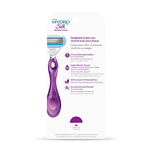 Schick Hydro Silk Moisture Women's Razor | 5-Blade Razor for Women, 1 Handle & 2 Refills