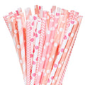 Assorted Paper Drinking Straws 50Pcs for Parties & Events - Mixed Pink - Eco-Friendly, Thick & Sturdy