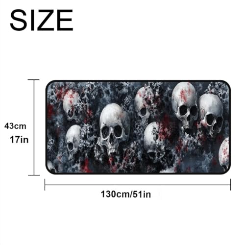 Skull Kitchen Floor Mat - Waterproof Rug Runner for Laundry, Bathroom, Mudroom, 17x51 Inches - Variation: Skull