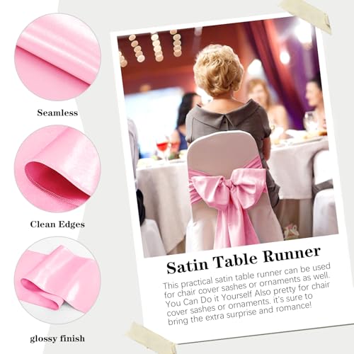 Pink Satin Table Runner 12x108 Inch Pack of 10 - Wedding & Party Decor