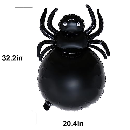 Black Spider Foil Balloons for Halloween & Party Decorations - Set of 5