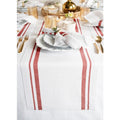 Red & White Stripe Linen Table Runner - 14 x 108 Inches, Handcrafted European Flax