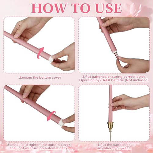 Flameless LED Taper Candles 24 Pack - Light Pink, 11 Inch Battery-operated
