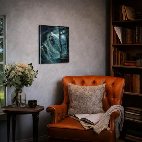 Halloween Wall Art Decor Ghost Face Poster 8x10 Inch Framed - Variation D