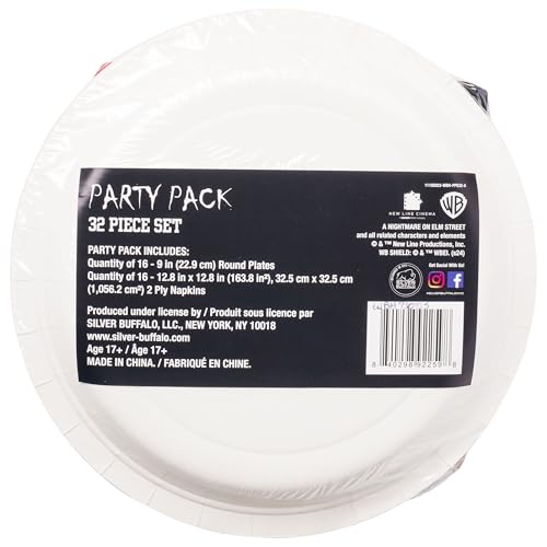 Freddy Krueger Party Plate and Napkin Set - 32 Pack Halloween Horror