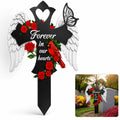 Memorial Cemetery Plaque with Cardinal and Cross - Outdoor Grave Marker
