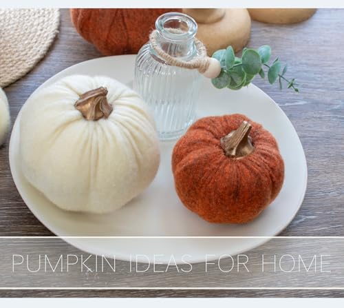 12-Piece Fall Pumpkin Decor Set - Felt Artificial Pumpkins for Autumn and Thanksgiving