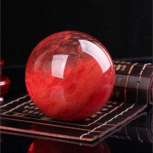 Natural Red Crystal Ball with Stand - Feng Shui Decor & Meditation Sphere