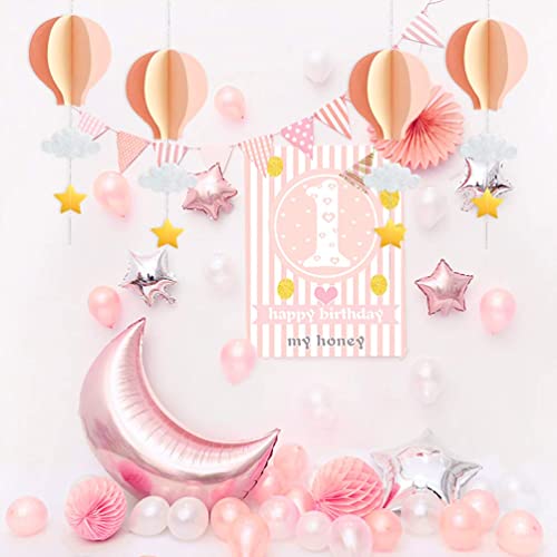 Pink 4-Pack 7.5-Inch Hot Air Balloons Party Decorations for Baby Shower & Nursery
