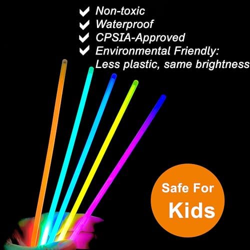 Glow Sticks 300 Pack - 8-Inch Neon Glow-in-the-Dark Party Favors - Variation 1