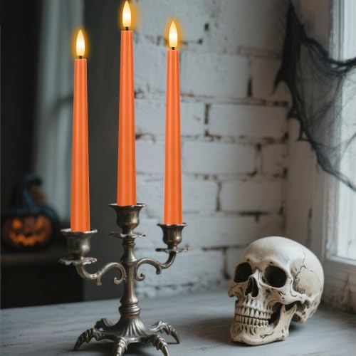 Orange Flameless Taper Candles with Remote Control - Fall Home Decor