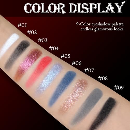 Halloween Clown Eyeshadow Palette - 9 Color Matte & Glitter Makeup Set