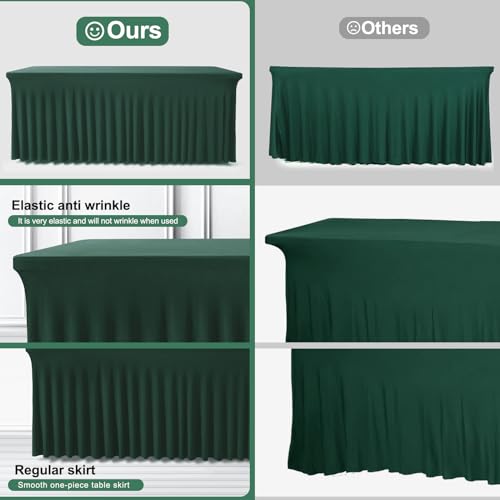 Hunter Green Spandex Table Skirt for 4FT Rectangle Tables - One-Piece