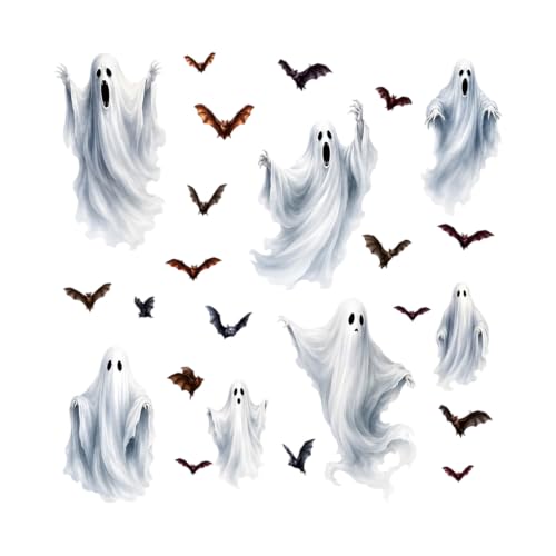 Halloween Window Stickers - Giant Ghost Bat Decor, No Residue, Colorful 3 Variation