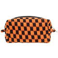 Checkered Makeup Bag for Purse - Halloween Orange Small Travel Cosmetic Pouch - 1 Pack