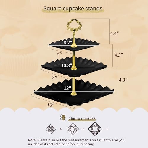 NWK 5-Piece Black Cupcake Stand & Appetizer Trays Set - Reusable Party Serveware