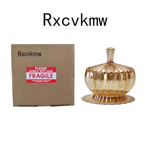 Amber Glass Candy Plate with Cover - Decorative Crystal Fruit Bowl