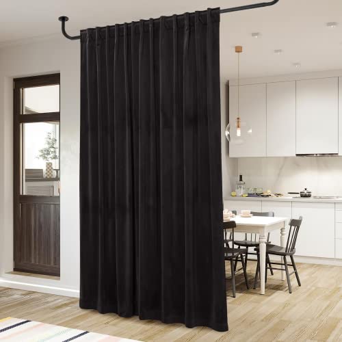 Extra Long Black Velvet Curtains for Sliding Doors - 100"W x 144"L - Pack of 1