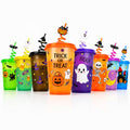 8 Pack Reusable Color Changing Halloween Cups with Lids & Straws for Kids - 16oz