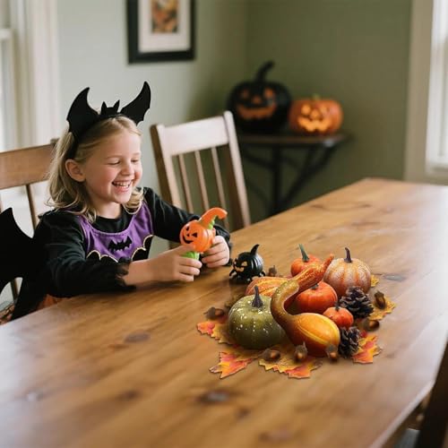 Fall Mini Pumpkin Decoration Set - Artificial Harvest Scene Decor for Halloween & Thanksgiving