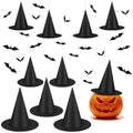 Halloween Witch Hats Set with Bat Wall Decals & Hanging Cord - Yard & Porch Decor