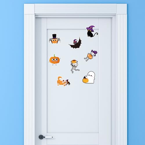 Halloween Fridge Magnets Set - 8 Cute Refrigerator Decor Accessories
