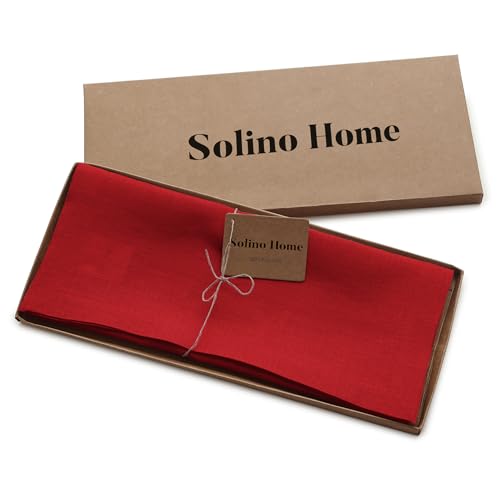 Red Linen Table Runner 14x156 Inches Extra Long - Handcrafted European Flax