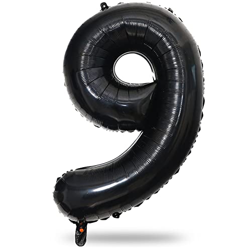 Black Number 9 Foil Balloon - Giant 40 Inch Self-Inflating Party Decor